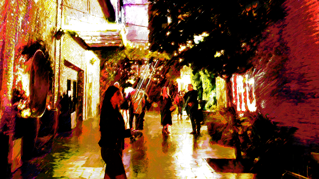 city with a neon aura